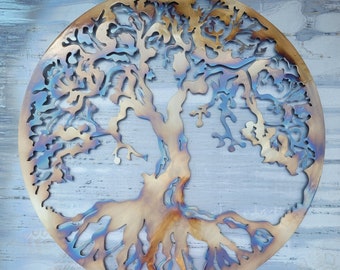 Heat Colored Tree Of Life Metal Wall Art - Laser Cut 40&quot;