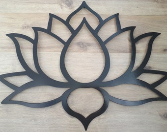 Black Lotus Flower Metal Wall Art: Yoga Studio Decor (36 inch)