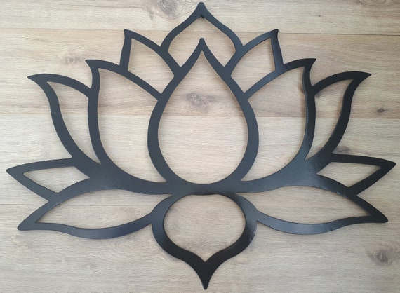 Large Black Lotus Flower, Yoga Sign, Metal Art, Zen wall decor , 40 (100  cm) Black, Great Home Hanging Wall Art gift!