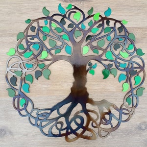 Green Tree Of Life Wall Art, 70cm Metal Wall Decor, Home Gift, Infinity Tree Of Life Decor, Unique Home Decor, Yggdrasil Wall Art, Parents