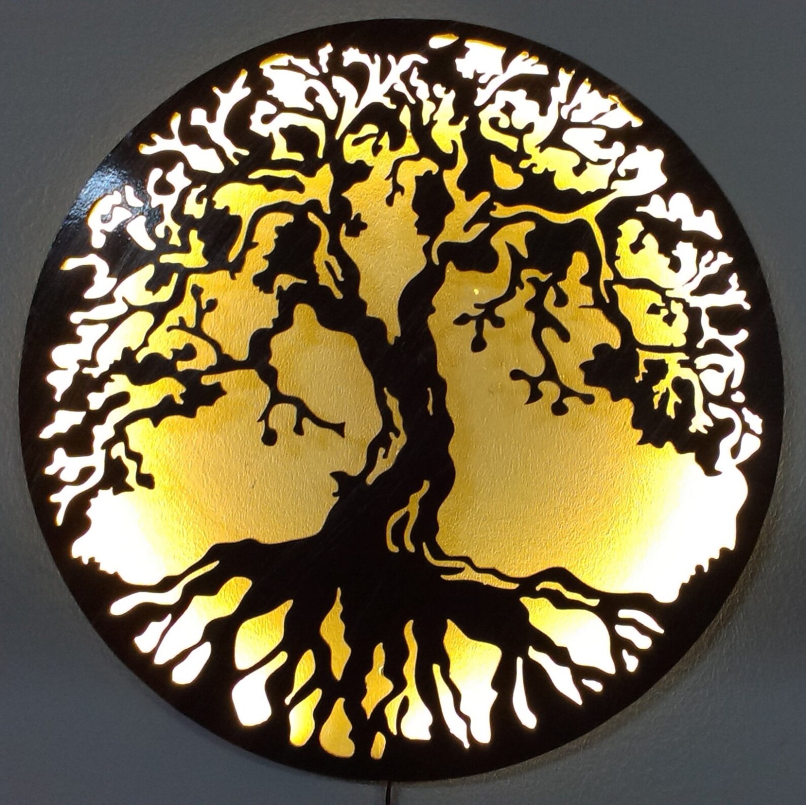 Tree of Life, Metal Art Metal Art Wall Lamp With LED Lights, Wall Decor