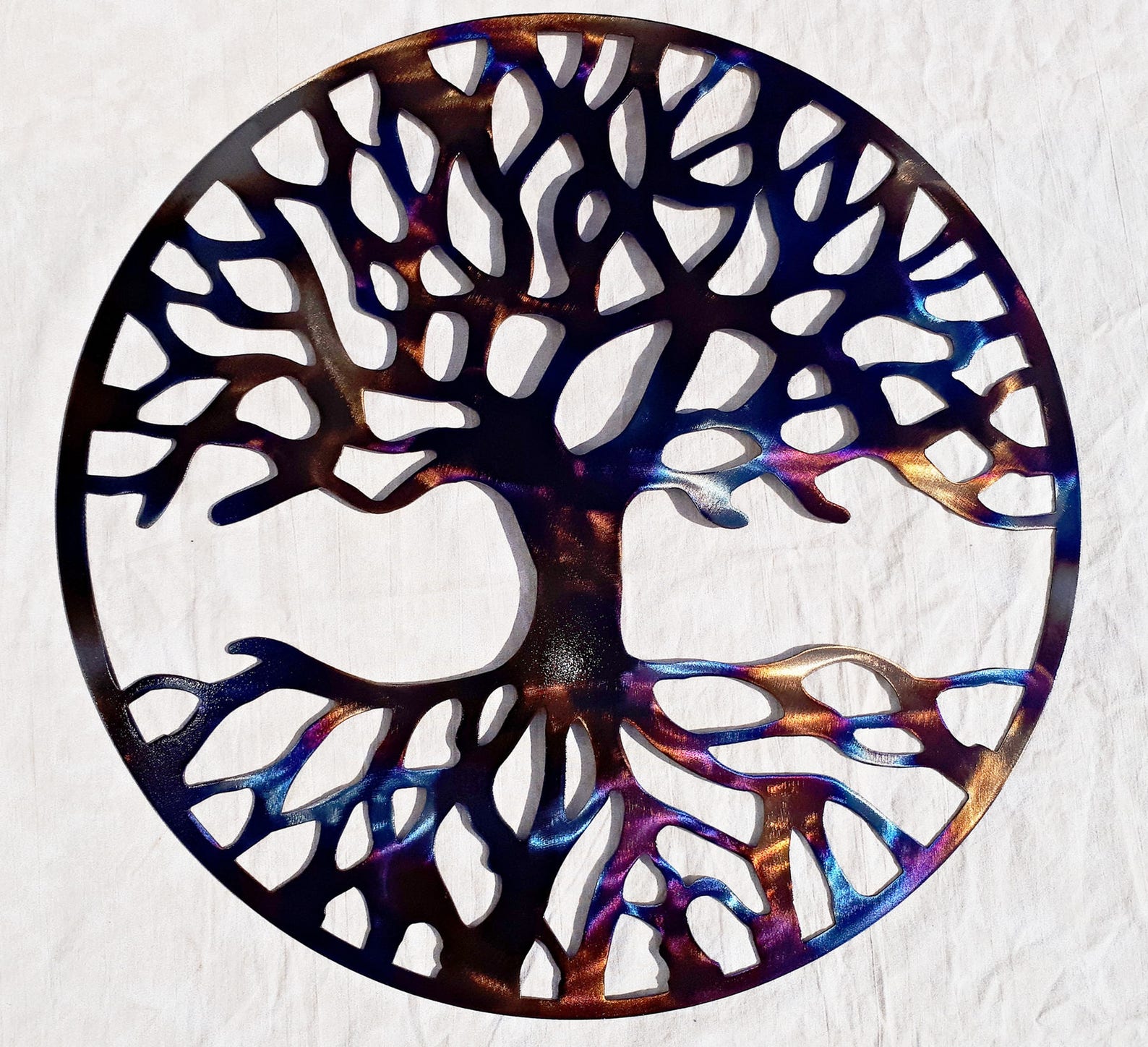 Tree Of Life HEAT COLORED Metal Art 36 Inches 90 cm Etsy