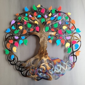 36&quot; Tree Of Life Wall Art, Celtic Wall Art, Symbolic Metal Art, Statement Wall Decor, Colorful Tree Of Life Decor, Interior Focal Point