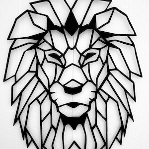 Lion Metal Wall Art, Black Metal Wall Decor, Industrial Wall Hanging, Safari Animal Wall Art, Geometric Lion Wall Art, Lion Lover Gift