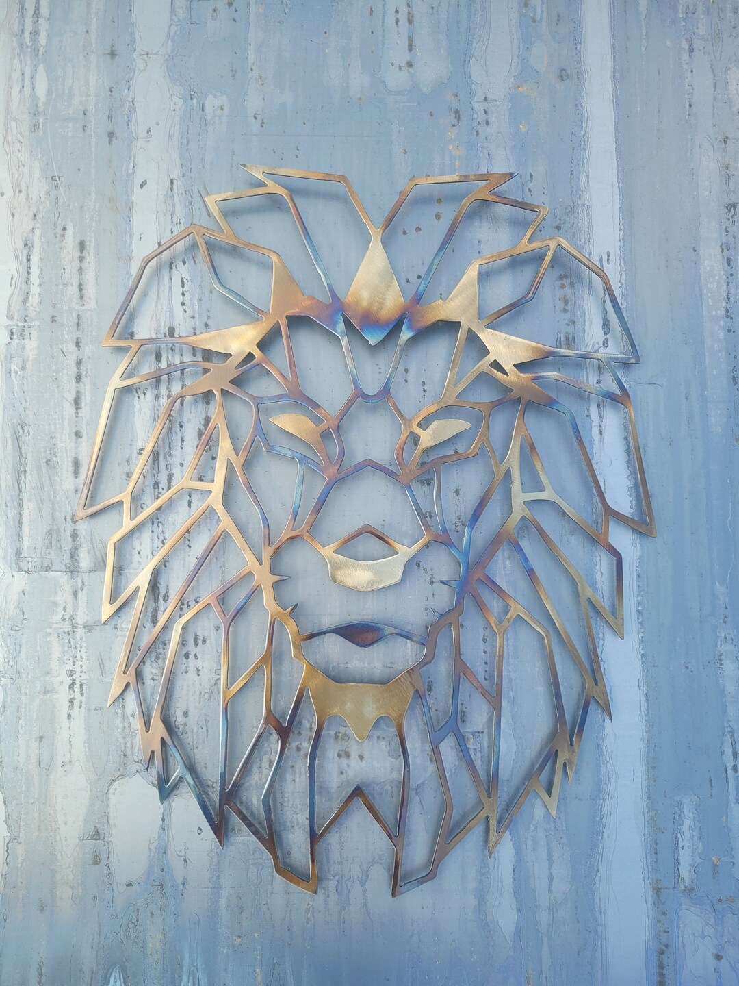 Lion, Metal Art, Wall Decor, Heat Colored, Great Home Hanging Wall Art
