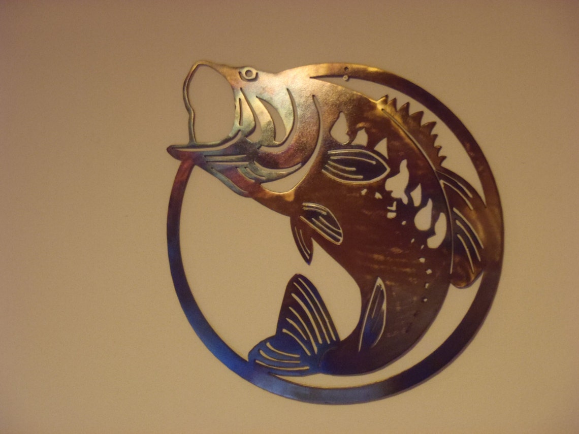 Largemouth Bass Metal Art HEAT COLORED 20 51 Cm Etsy