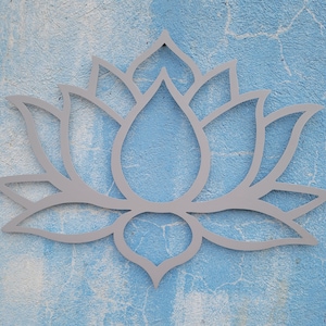 Silver Lotus Flower Metal Wall Art: Yoga Studio Decor