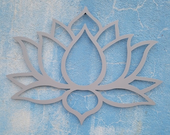 Silver Lotus Flower Metal Wall Art: Yoga Studio Decor