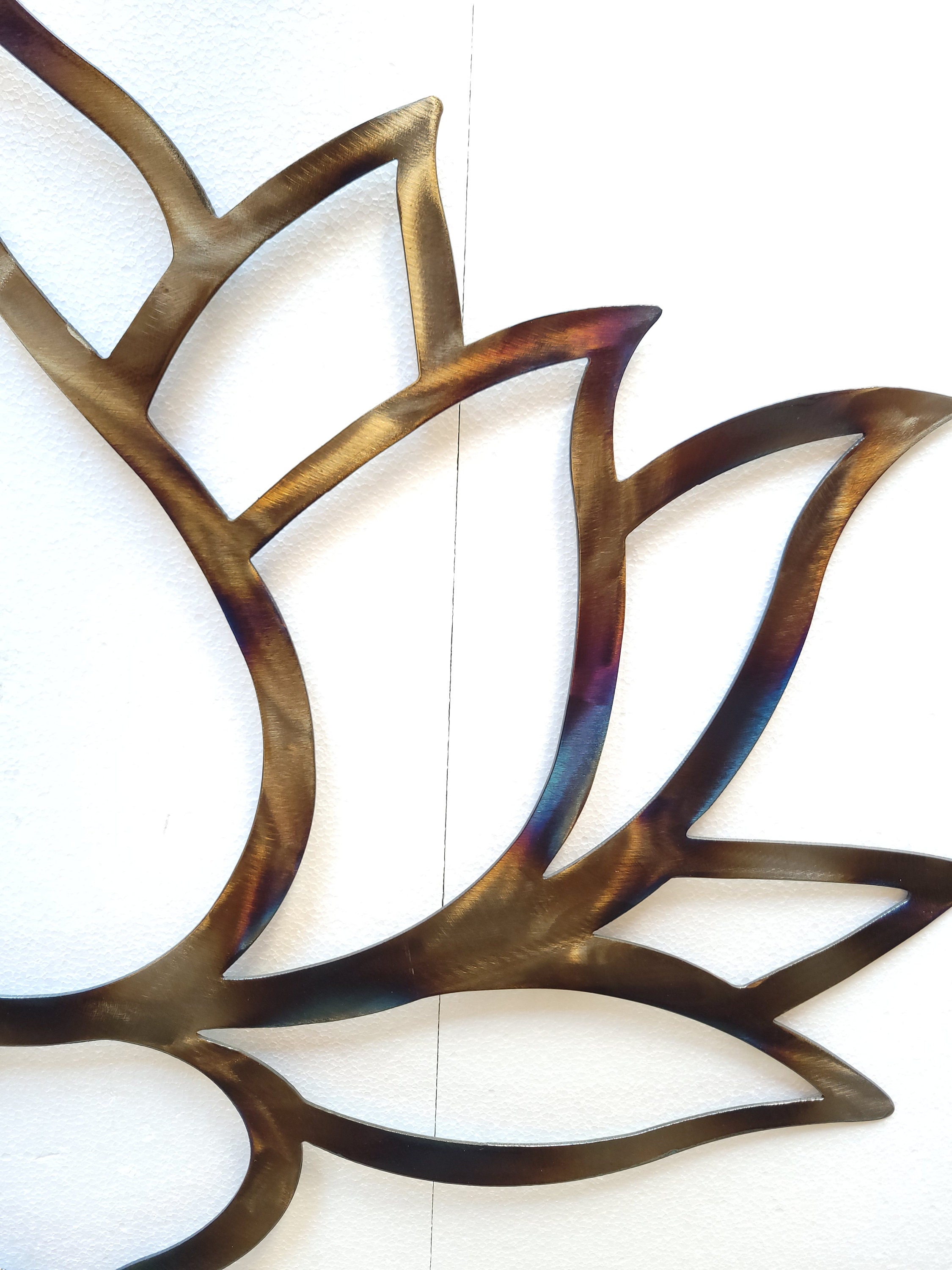 Large Metal Lotus Flower Wall Art: Heat-colored Yoga Decor (40 Inch) - Etsy