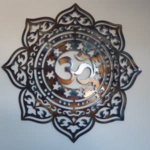 36&quot; Ohm Mandala Metal Wall Art: Zen Yoga Decor