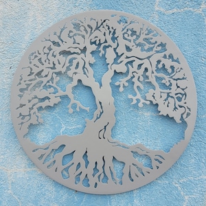 Silver Tree of Life Metal Wall Art: Weatherproof Celtic Decor