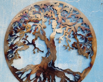 &quot;36&quot; Metall Baum des Lebens Wandkunst: wärmefarbenes Laser-Cut-Zeichen