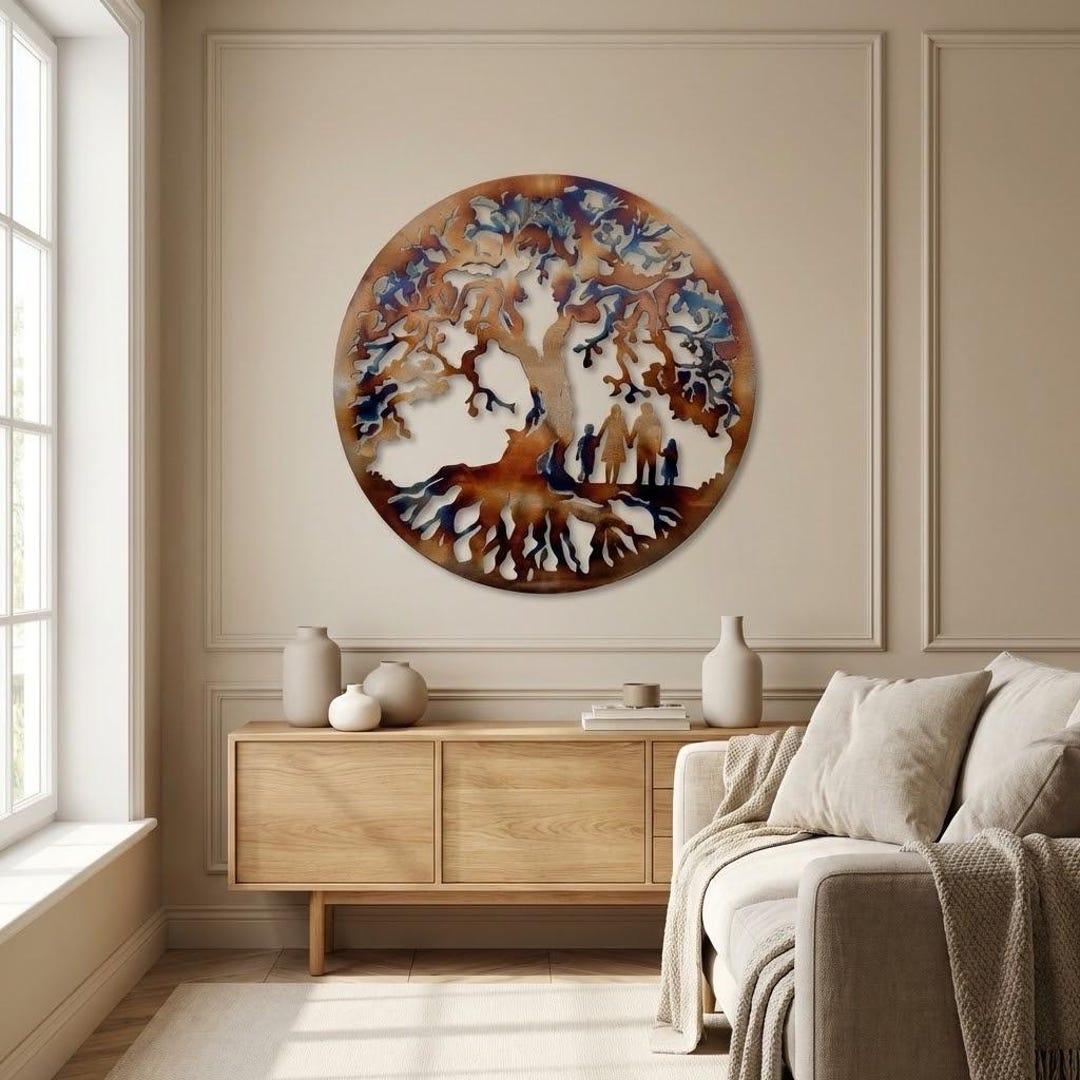 Personalized Tree of Life Metal Wall Art – Custom Family Silhouette ...