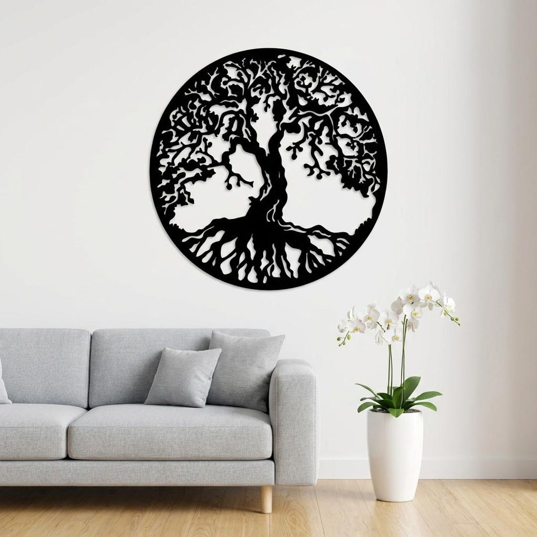 Curated visual reference: Black Steel Tree Of Life Wall Decor Modern Scandinavian Art Photo Inspiration