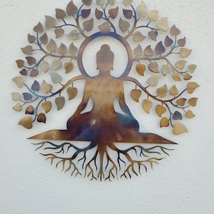Spiritual Wall Art, Buddha Metal Wall Art and Decor , Zen Art, Great  Hanging Wall Art  Gift , HEAT COLORED