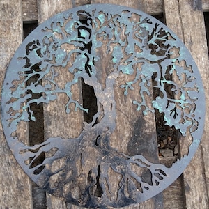 Rustic Metal Tree of Life Wall Art: Patina Finish, 18.5&quot; Round