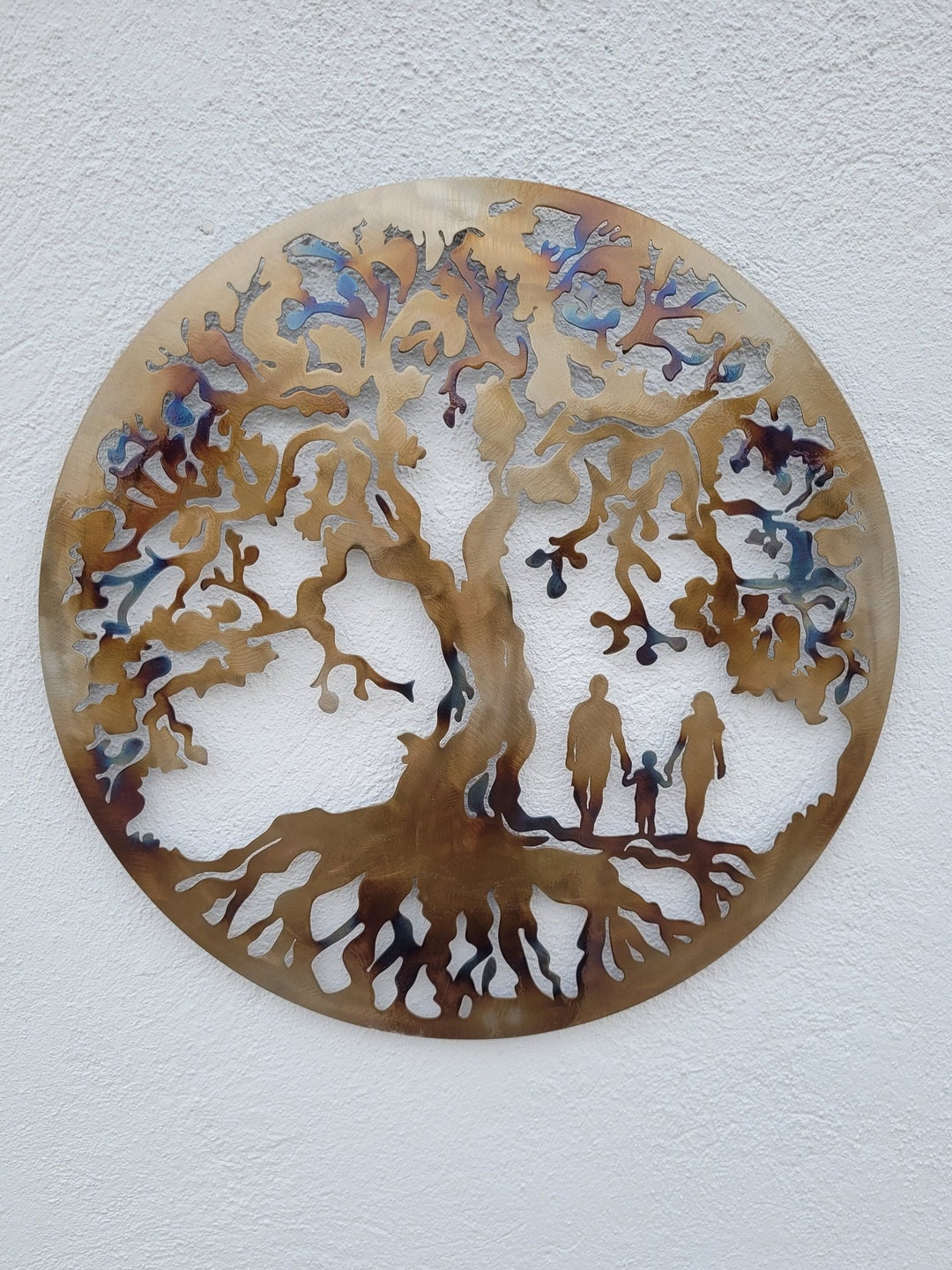 Family of 3 Tree of Life, Metal Wall Art Decor, Metal Hanging Wall Art ...
