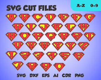 Superman font, perfect cut monogram, letters SVG cut file, dxf, eps, ai, cdr, png transparent background