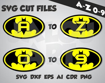 Batman font, perfect cut monogram, letters SVG cut file, dxf, eps, ai, cdr, png transparent background