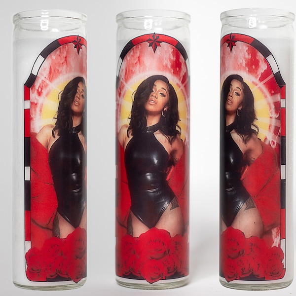 Prayer Candle of hip hop superstar Cardi B. 8" Unscented White