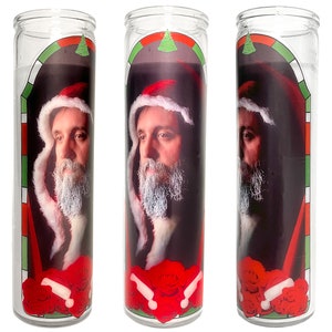 Christmas prayer Candle of Santa Claus and Krampus. 8&quot; Unscented White