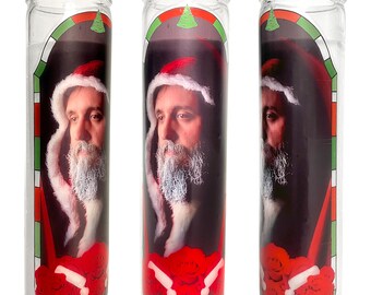 Christmas prayer Candle of Santa Claus and Krampus. 8" Unscented White