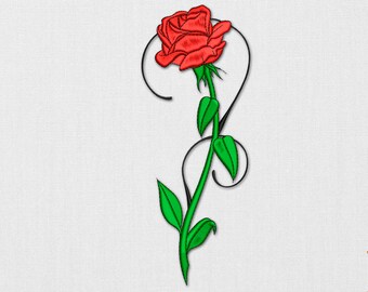 Red rose embroidery | Etsy