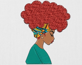 INSTANT DOWNLOAD - African Girl machine embroidery design. Afro hair. African woman. Boho style. Beautiful girl. Embroidery file
