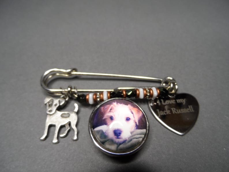 Jack Russell Kilt Pin,Free Shipping,Photo Snap of Jack Russell,Stainless I Love My Jack Russell,Jack Russell Charms,Gift for Dog Lover.