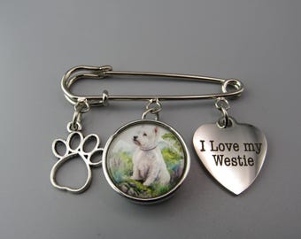 Westie Kilt Pin: Photo Snap Charm, Paw Charms - Dog Lover Gift