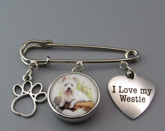 Westie Kilt Pin: Photo Snap Charm, Paw Charms - Dog Lover Gift