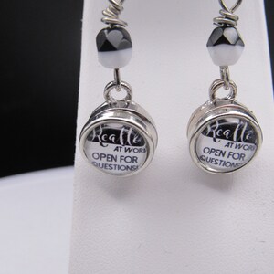 Realtor Photo Earrings: Black & White Bead Realtor Gift
