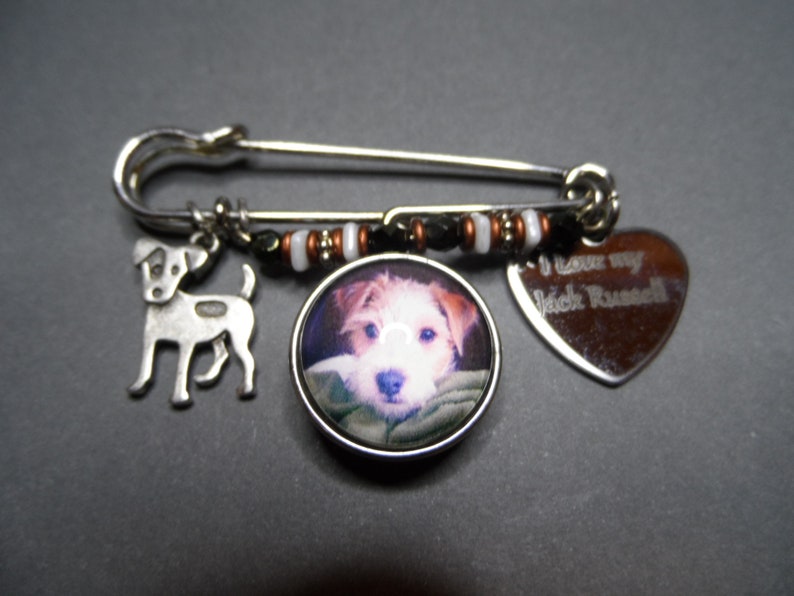Jack Russell Kilt Pin,Free Shipping,Photo Snap of Jack Russell,Stainless I Love My Jack Russell,Jack Russell Charms,Gift for Dog Lover.
