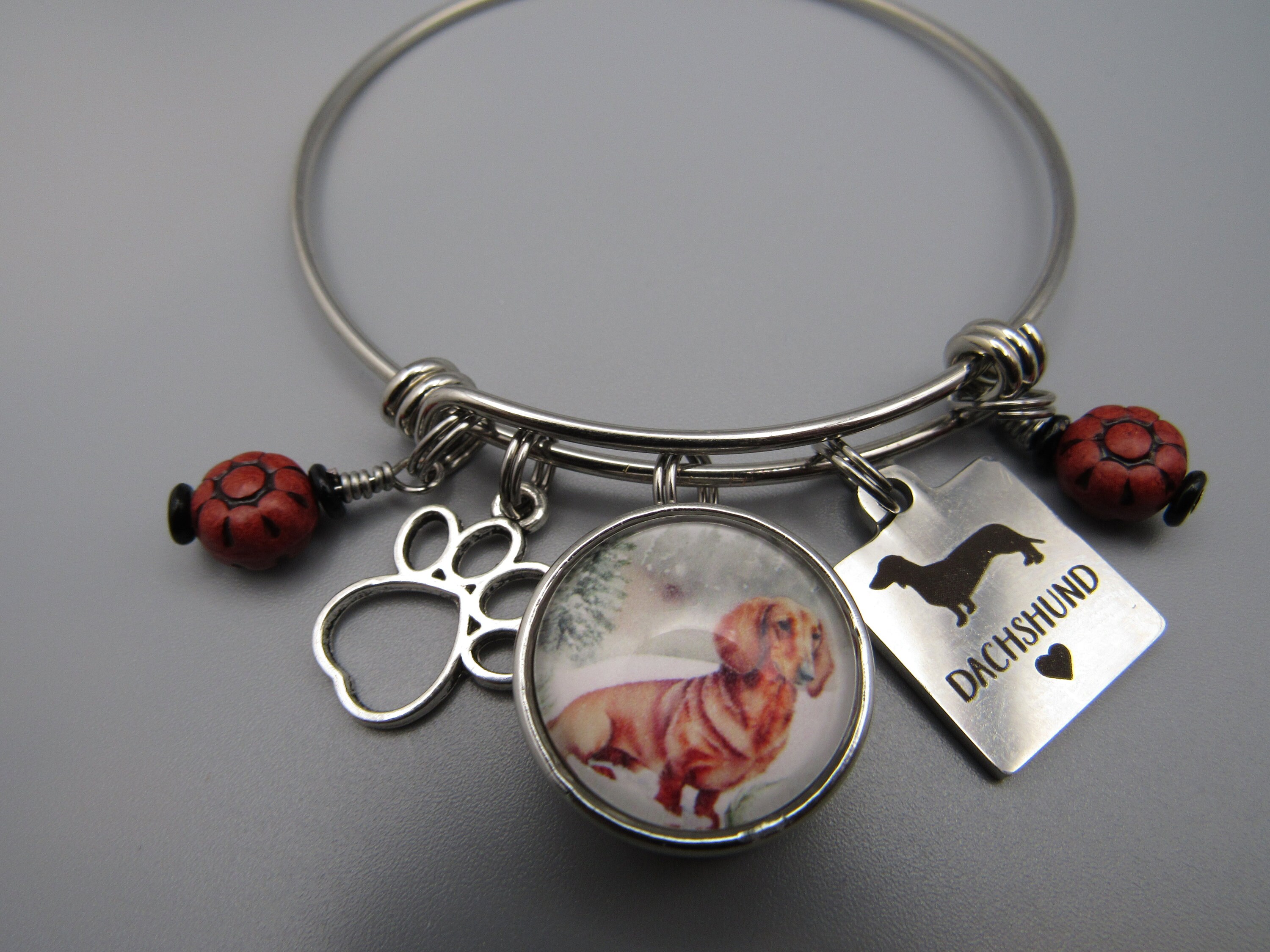 Bamoer .925 Sterling Silver Dachshund Charm With CZ - Fit Beaded Bracelet Jewelry