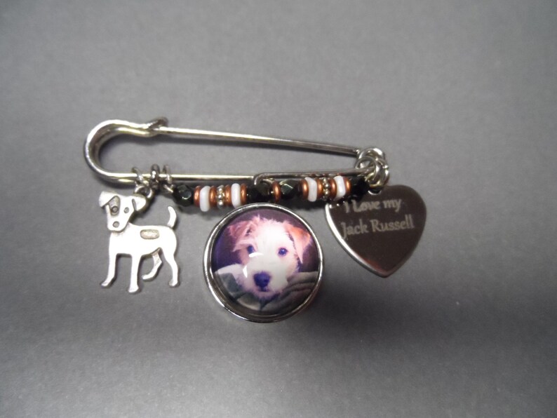 Jack Russell Kilt Pin,Free Shipping,Photo Snap of Jack Russell,Stainless I Love My Jack Russell,Jack Russell Charms,Gift for Dog Lover.