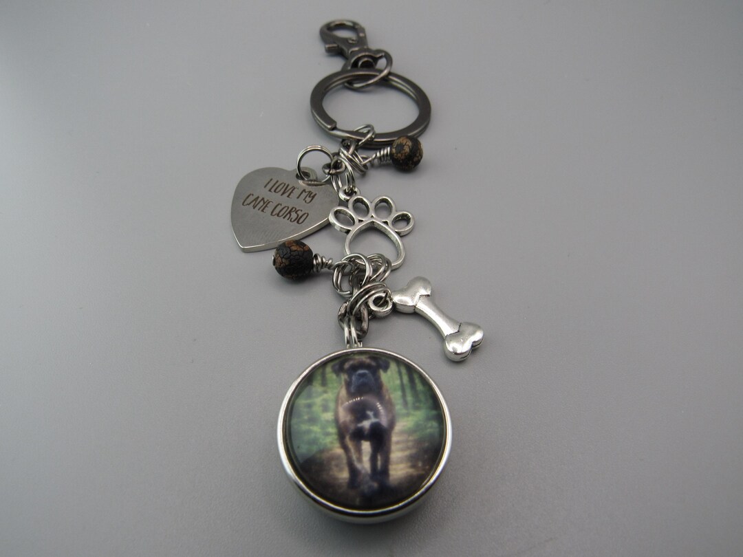 Cane Corso Keychain, Stainless Charm, Black Brown Beads. - Etsy