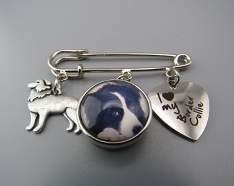 Border Collie Kilt Pin,Free Shipping,Photo Snap of Border Collie,Stainless I Love My Border Collie Charms,Dog Lovers