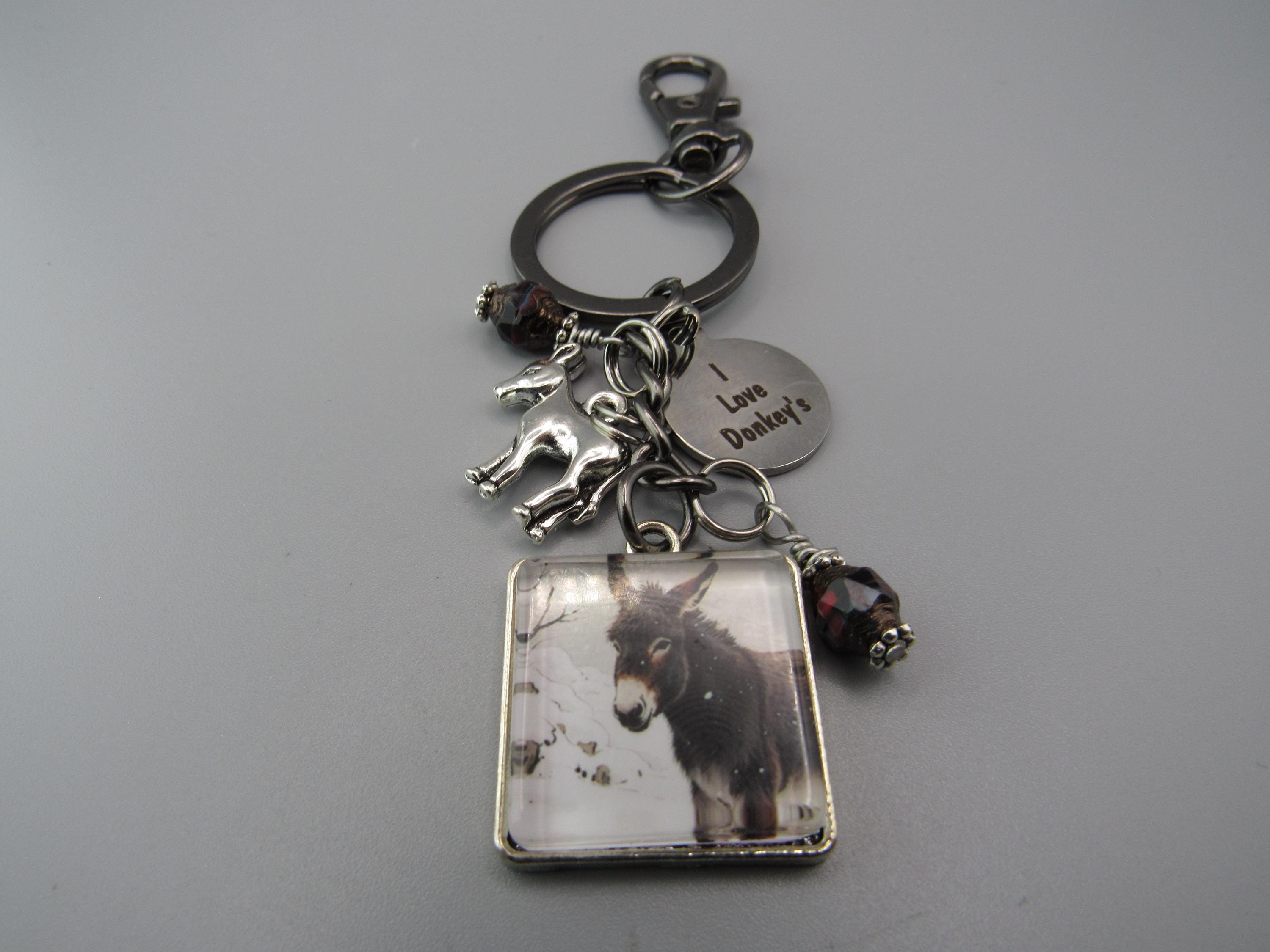 Donkey Keychain, Stainless Charm 