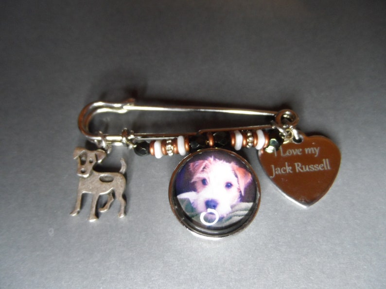 Jack Russell Kilt Pin,Free Shipping,Photo Snap of Jack Russell,Stainless I Love My Jack Russell,Jack Russell Charms,Gift for Dog Lover.