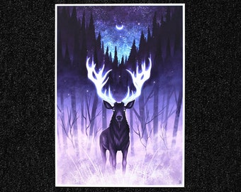 Light of the Dark - Fantasy Stag A4 Print