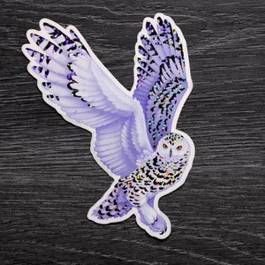Harfang des neiges - Sticker vinyle scintillant arc-en-ciel
