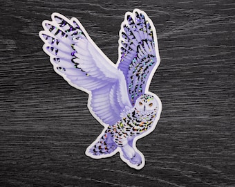 Snowy Owl - Rainbow Glitter Vinyl Sticker