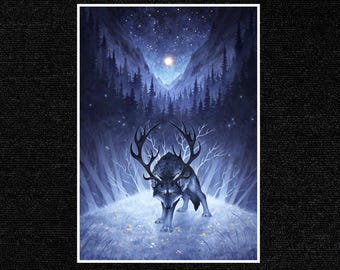 The Pines - Antlered Wolf A4 Print