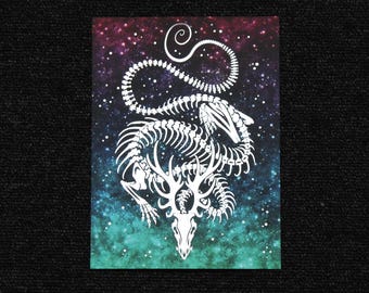 Bonedust - Skeletal Eastern Dragon - A5 Foil Print