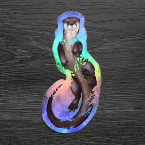 Pegatina de vinilo holográfica con diseño de arcoíris de Otter Space