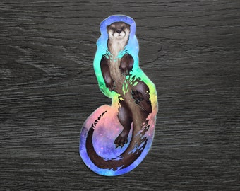 Otter Space - Rainbow Holographic Vinyl Sticker