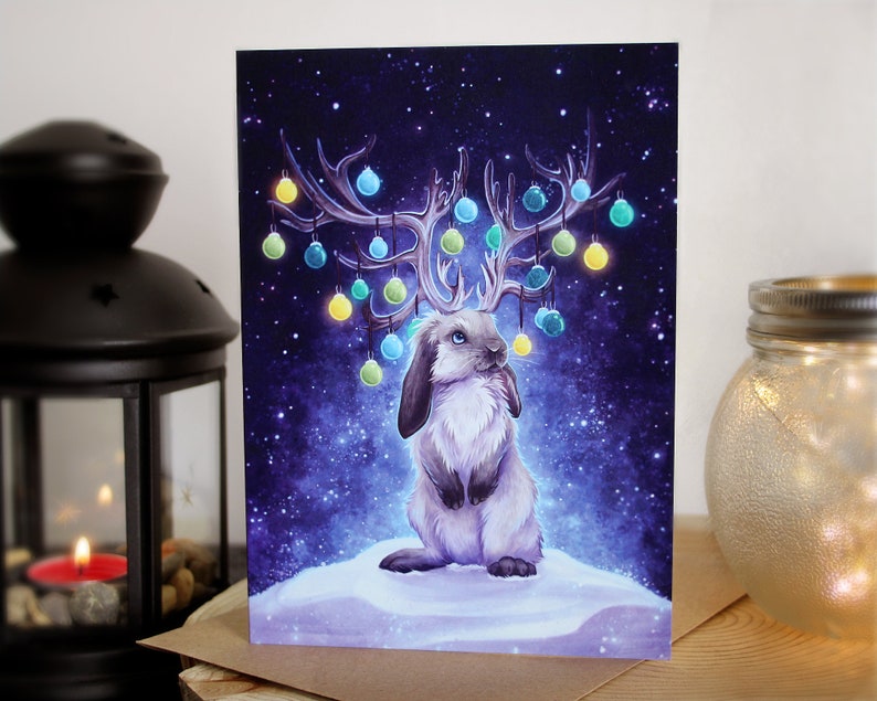 Festive Jackalope 5x7 Blank Greeting Card image 1