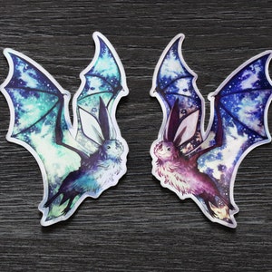 Space Bats - Regenboog holografische vinylstickers