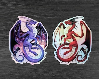 Blue Celestial and Red Dragon Vinyl Stickers