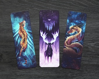 Set of 3 Bookmarks (Tiger, Stag, Dragon)